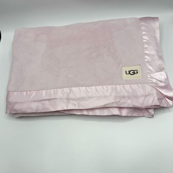 UGG Plush Satin-Lined Baby Blanket in Pink Super Soft 35” x 48” - Picture 1 of 11